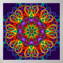Abstraktes Fraktal heller glänzender Mandala Plakate