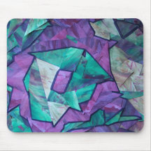 Abstraktes Kunst-Collagen-Waldgeist-Grün lila Mousepad