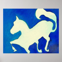 Abstraktes Pferd in Blauem und in weißem Posterdrucke
