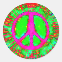 Abstraktes psychedelisches Krawatten-Friedenszeich Runder Sticker
