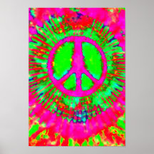Abstraktes psychedelisches Krawatten-Friedenszeich Plakatdrucke