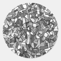 abstraktes Schwarzweiss-Mosaik Runder Aufkleber