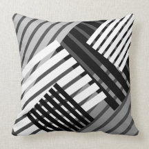 Abstraktes Streifenthrow-Schwarzweiss-Kissen