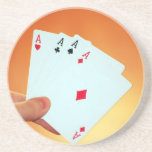 Aces-in-hand1892 KARDIERT AS-POKER-SPIELENDE SPIEL Getränkeuntersetzer
