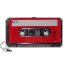Achtzigerjahre rote Aufkleber-Kassette Laptop Speaker