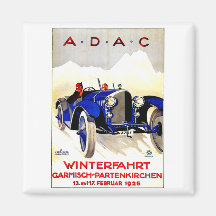 ADAC deutsches Auto-Rennen ~ Vintage Automobil-Anz Magnets