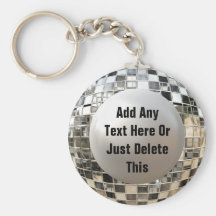 Addieren Sie Ihren Text-coolen Disco-Spiegel-Ball  Schlüsselanhänger