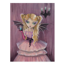Adeline in der rosa gotischen Vampirs-Fee-Postkart
