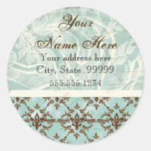 Adressen-Aufkleber Fleur di Lys Damask Brown