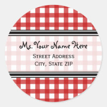Adressen-Etikett - roter Gingham Sticker