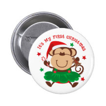 Affe-Mädchen-1. Weihnachten Anstecknadel