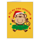 Affe-Mädchen-1. Weihnachten Karte