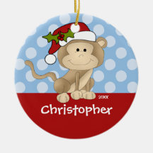 Affe-personalisierte Jungen-Weihnachtsverzierung Weihnachtsbaum Ornamente