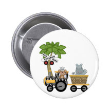 Affe-und Flusspferd-Zug-T-Shirts und Geschenke Buttons