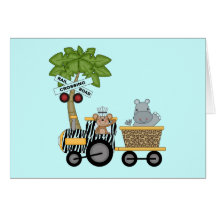 Affe-und Flusspferd-Zug-T-Shirts und Geschenke Karten