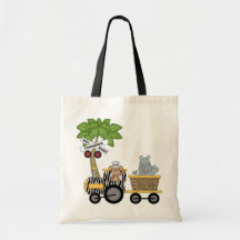 Affe-und Flusspferd-Zug-T-Shirts und Geschenke Tragetaschen
