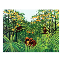 "Affen in der orange Waldung" durch Henri Rousseau Postkarte