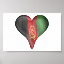 Afghanistan-Flagge in einem Herzen Poster