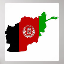 Afghanistan-Flaggen-Karte Größengleich Poster