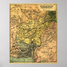 Afghanistan und umgebende Land-Karte Plakatdruck