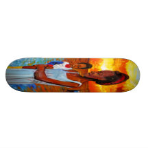 Afrikanische Frau und Kind durch Meer mit Sonnenun Individuelle Skatedecks