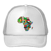 Afrikanische Karte von Afrika-Flaggen innerhalb de Trucker Caps