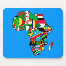Afrikanische Karte von Afrika-Flaggen innerhalb de Mauspads