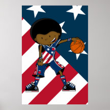 Afro-Basketball-Spieler-Plakat