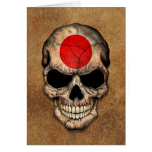 Aged and Worn Japanese Flag Skull Greeting Card