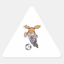 aggressive Mädchenfußballspielergraphik Dreieckige Aufkleber