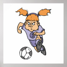 aggressive Mädchenfußballspielergraphik Posterdruck