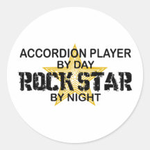 Akkordeon-Spieler-Rockstar bis zum Nacht Aufkleber