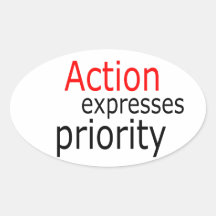 Aktion drückt Priorität. aus. Stickers