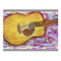 Akustikgitarre der gelben Patina postkarten