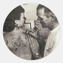 Al Shieferly tätowiert Rose Runder Sticker