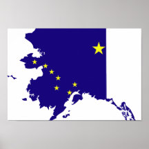 Alaska-Flaggen-Karte Posterdrucke