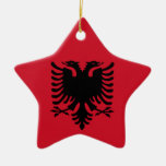 Albanische Flagge auf Keramik-Stern-Anhänger Weihnachtsornament