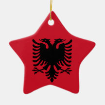 Albanische Flagge auf Keramik-Stern-Anhänger Weihnachtsornament