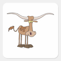 alberner Longhornkuh-Cartooncharakter Quadrataufkleber