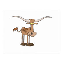 alberner Longhornkuh-Cartooncharakter Postkarte