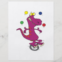 albernes t-rex Dino, der auf Unicycle-Cartoon jong Flyer