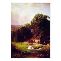 Albert Bierstadt die alte Mühle Visitenkarten Vorlage