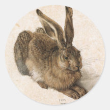 Albrecht Dürer - Junger Hase (junger Hase), 1502 Runde Aufkleber