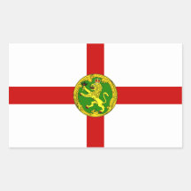 Alderney Flagge. Großbritannien, britische Krone Rechtecksticker