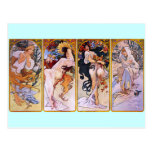Alfons Mucha ~ die vier Jahreszeiten Postkarten
