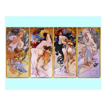 Alfons Mucha ~ die vier Jahreszeiten Postkarten