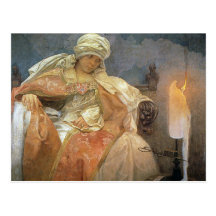 Alfons Mucha ~ Frauen mit brennender Kerze Postkarten