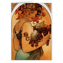 Alfonse Mucha Frucht Grußkarte