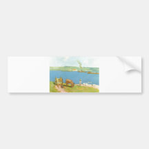 Alfred Sisley - Flussufer 1890 Gans-Eselskarren Autosticker