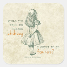 Alice im Wunderland Quadrataufkleber
